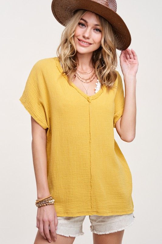 La Miel Short Sleeve Gauze Top