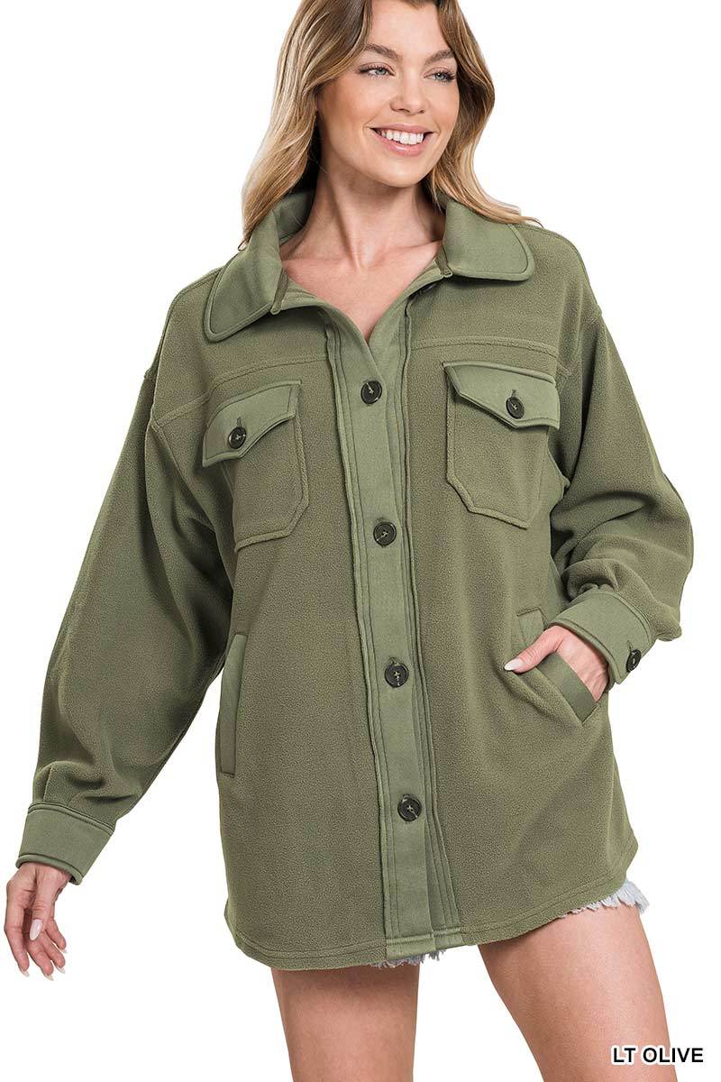Zenana Oversized Fleece Shacket