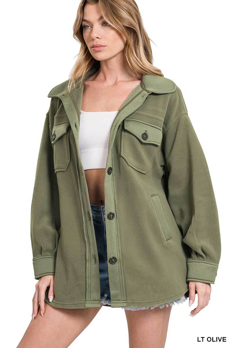 Zenana Oversized Fleece Shacket