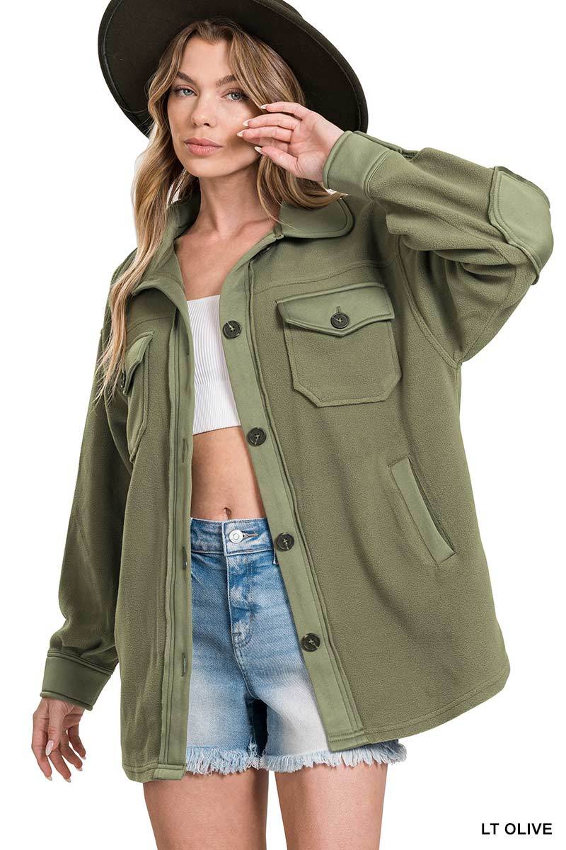 Zenana Oversized Fleece Shacket
