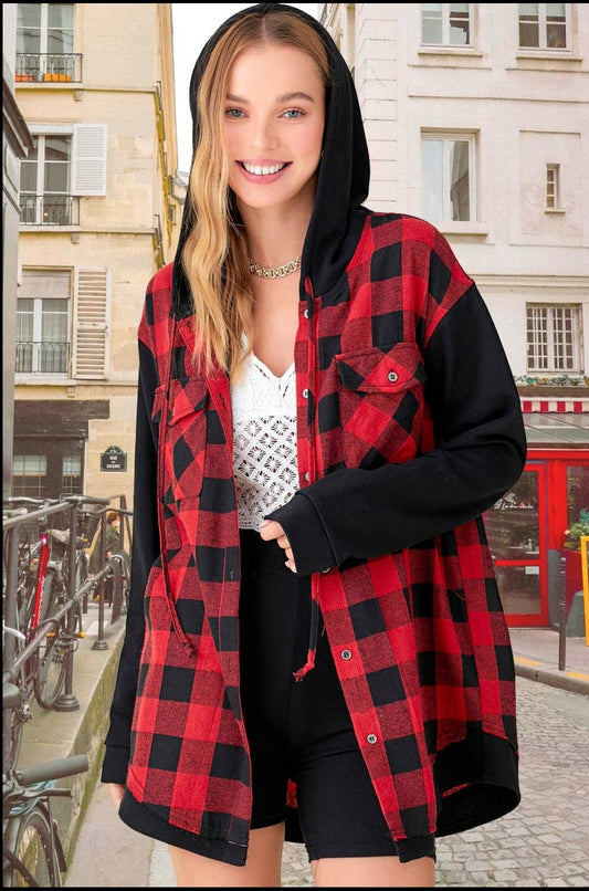 LaMiel Plaid Hooded Shirt