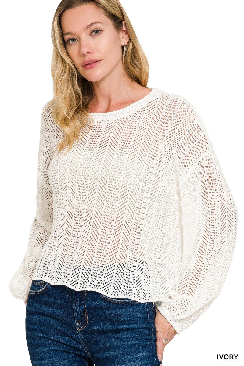 Zenana Hollow Out Sweater