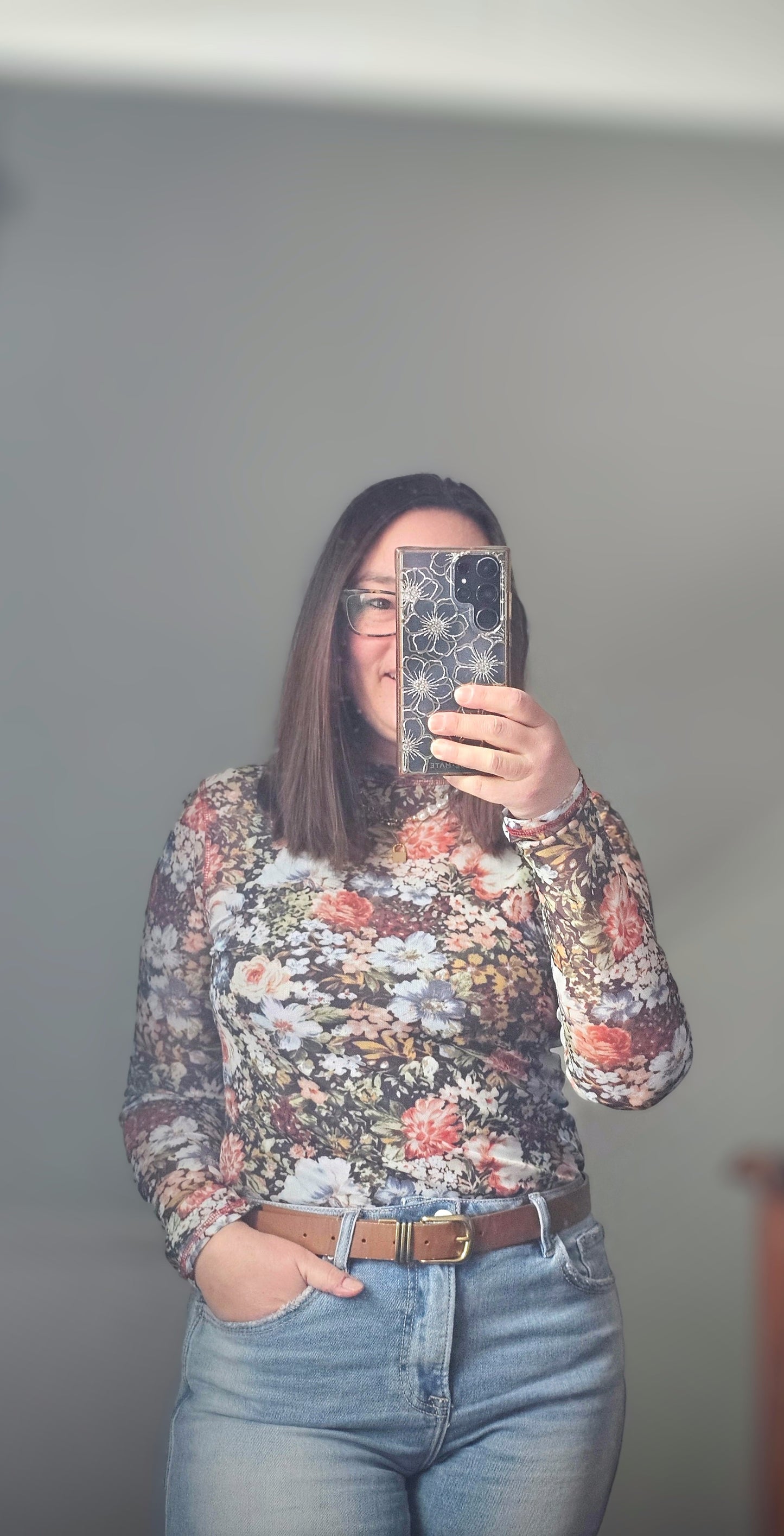 La Miel Floral Mesh Top