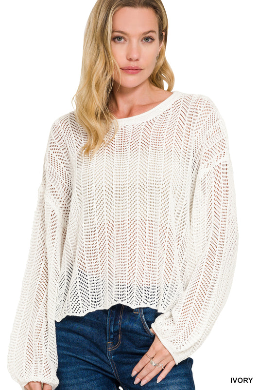 Zenana Hollow Out Sweater