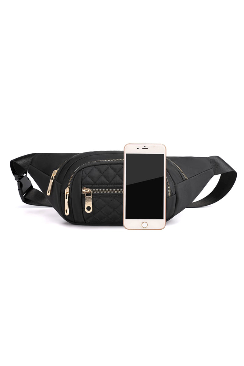 Zenana Quilted Multi Pocket Waist Belt Bag