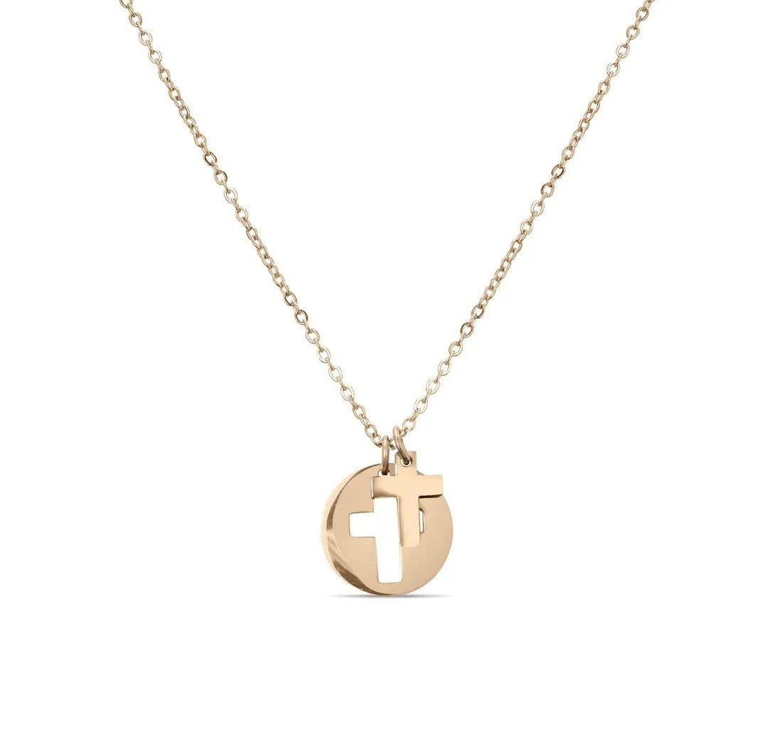 Cutout Cross Necklace in Rose